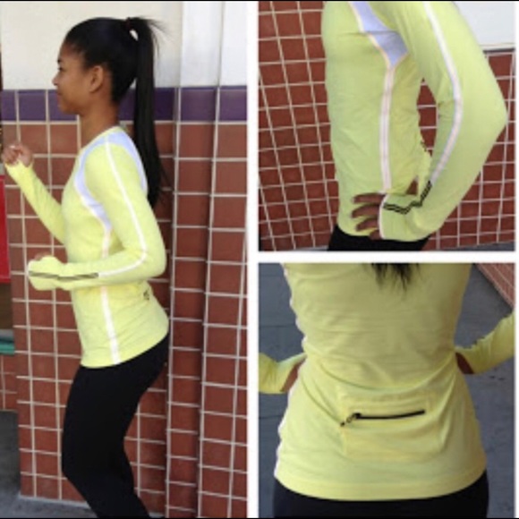 SOLD Lululemon Run Layer Me Long Sleeve Lemon - Picture 2 of 10